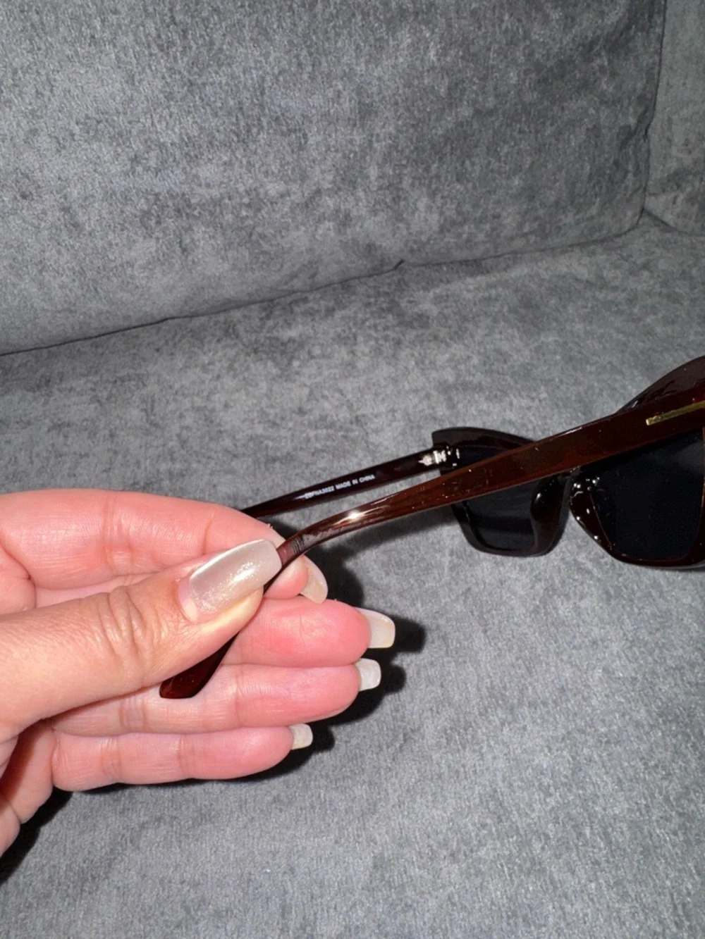 Brown Cat Eye Sunglasses with Gold Accents – New